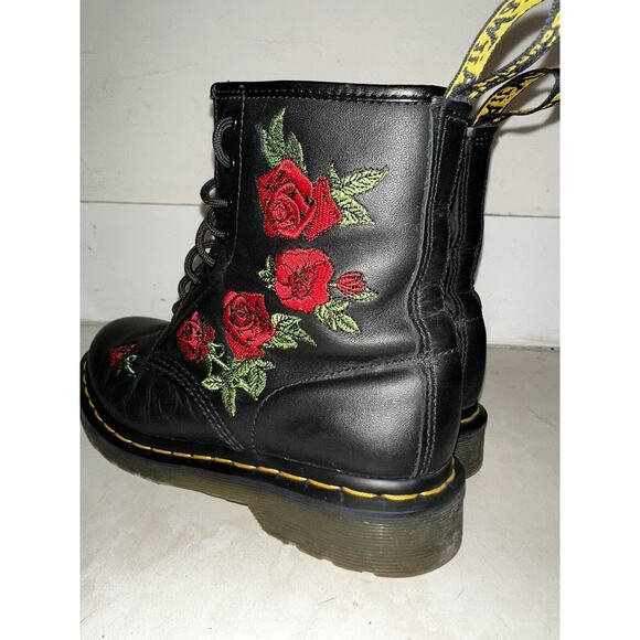 Doc‎ Martens Rose Boots Embroidered 1460 Leather US 7 8 Hole - Picture 3 of 10